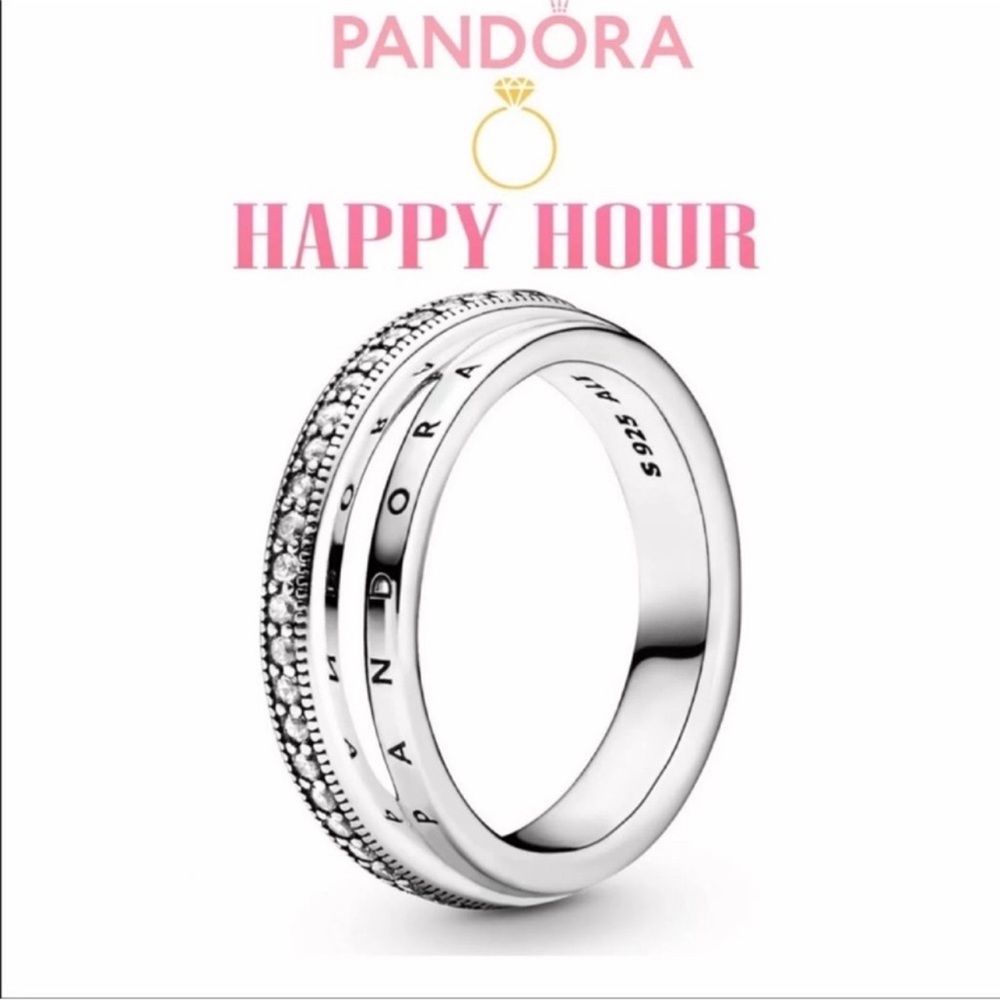 $95 New Pandora Triple Band Pave Ring Size 5 - Picture 6 of 14
